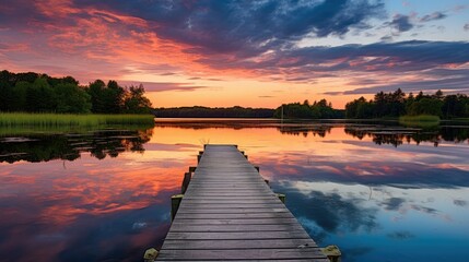 Obraz premium sunset over the lake