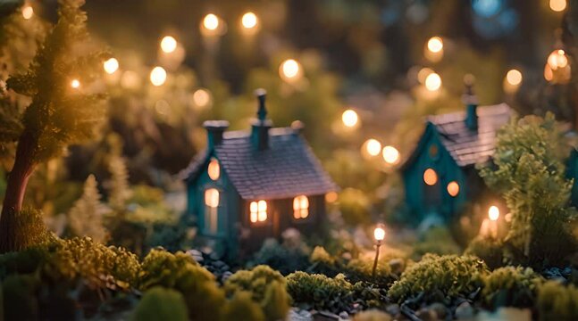 Wandering through the Fairytale Village in the Forest's Soft Glow