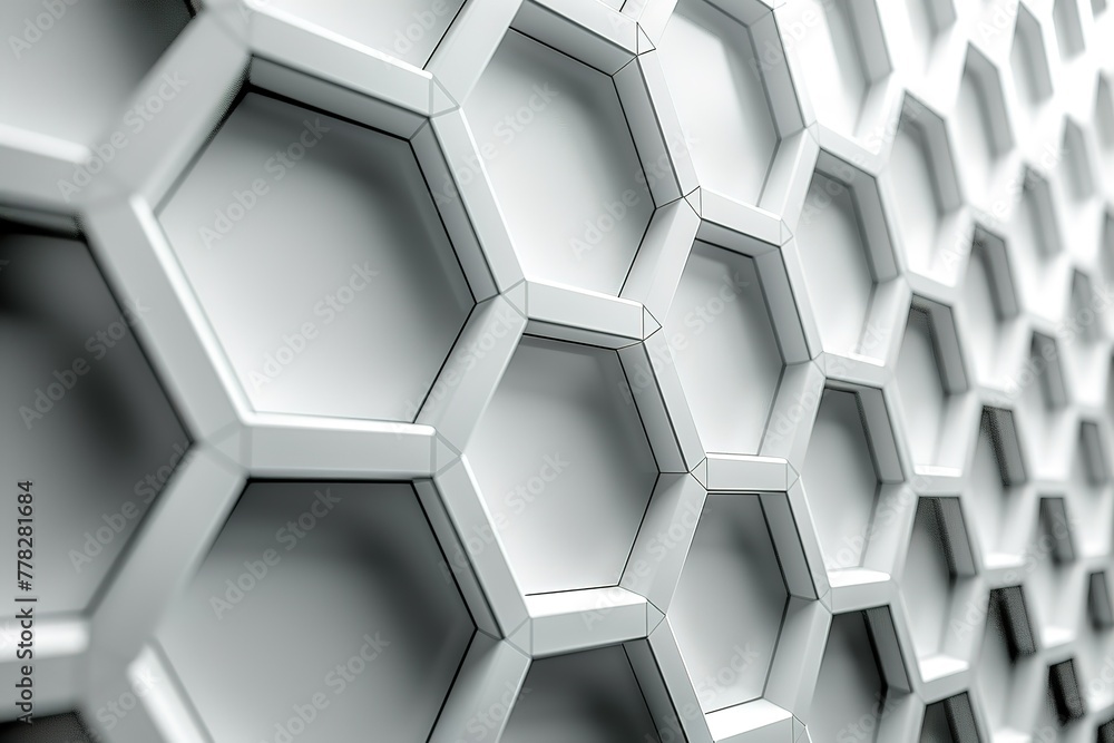 Poster abstract white background with hexagon shape and geometric pattern for technology, science or medica