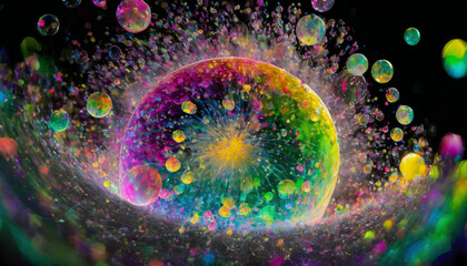泡宇宙論による宇宙誕生をイメージした抽象的イラスト - obrazy, fototapety, plakaty
