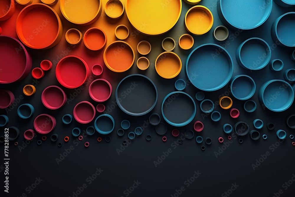 Aufkleber black background with a gradient of color and colorful circular elements