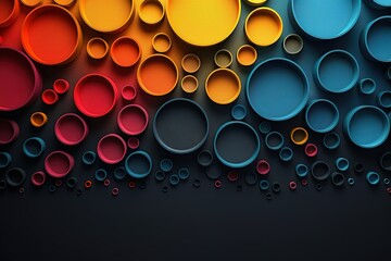 Black background with a gradient of color and colorful circular elements