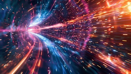 Naklejka premium Exploring High Speed Global Data Transfer and Cyber Tech Advancements in Ultra-Fast Broadband Connections, Digital Explosions