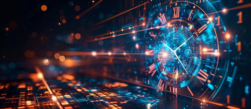 Abstract time data digital clock management planning business and time concept