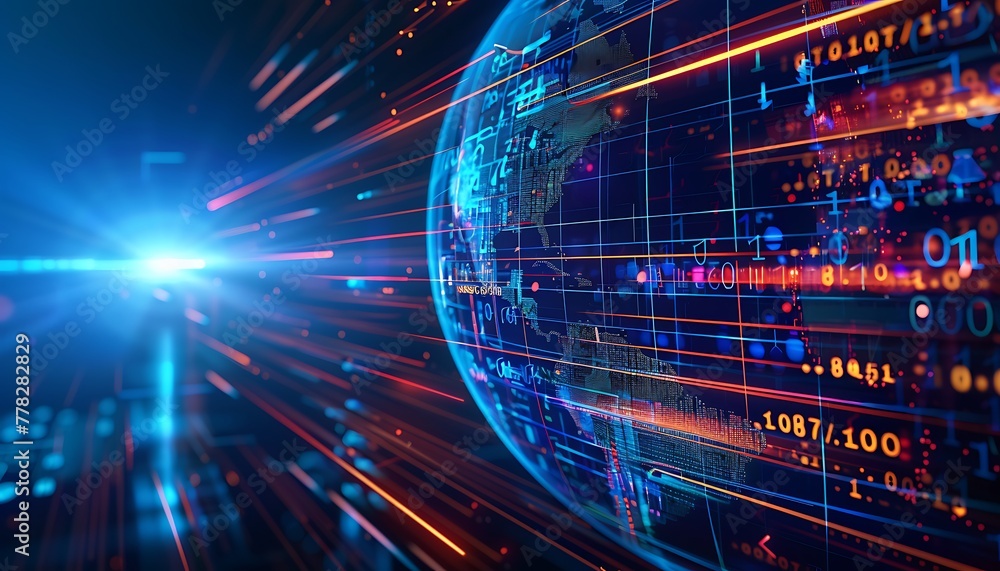 Poster abstract depiction of high speed global data transmission technology