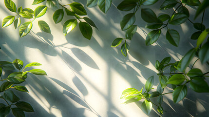 Beautiful Shadow from a Window and Tree Leaves on a Wall for Artistic and Natural Design
