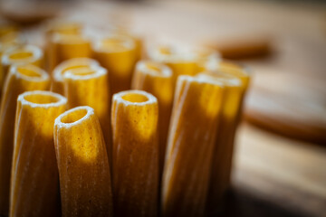 macaroni raw pasta Italian food close up macro 