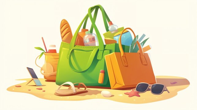 recommend clip art: Beach bag clipart filled with essentials