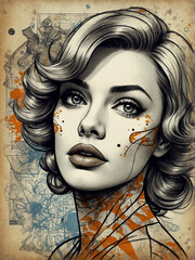 Whimsical Self-Portrait: Captivating Woman's Cartoon Face Illustration