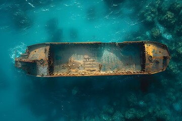 Aerial View of a Ship in the Ocean