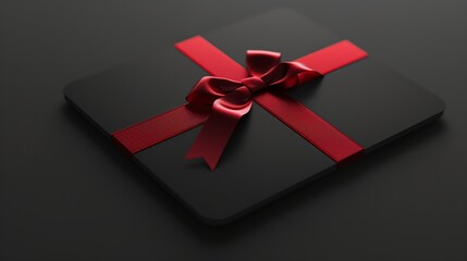 Black Gift card with red ribbon