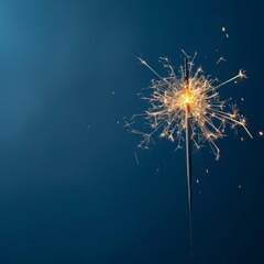 A single firework burst in the corner of a dark blue background