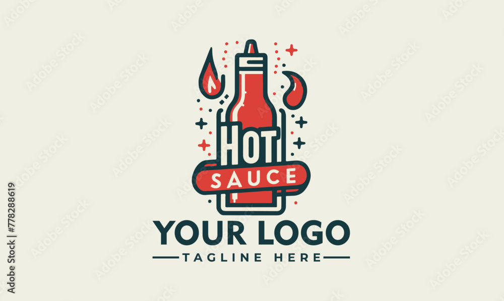 Poster Sauce logo food icon restaurant logo Spicy sauce logo template