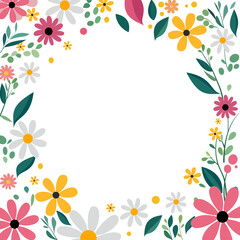 colorful spring flowers on transparent background.