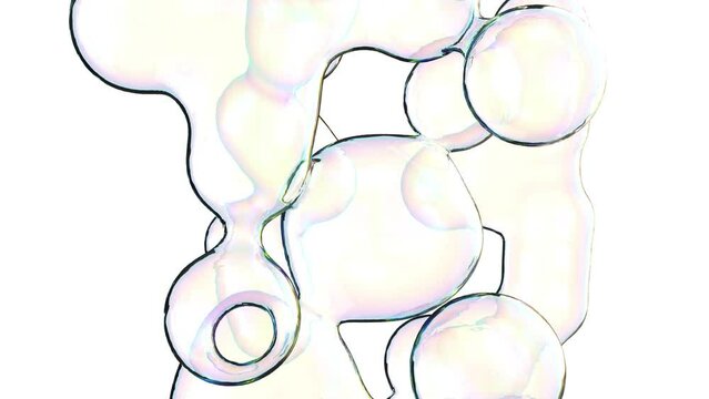 Abstract bubble metaball shapes on white back holographic colors 4k
