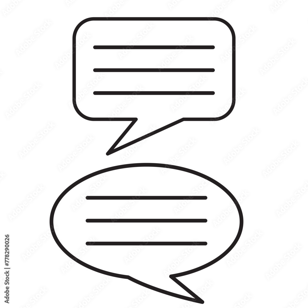Poster talk bubble speech icon set in two styles isolated on white background . comment icon set . chat ico