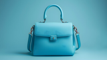 Trendy Women's Handbag in Light Blue with Smooth Design and Stylish Details