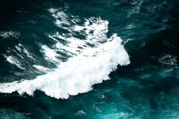 Ocean waves crashing, top down aerial drone view. Storm on sea or ocean - 778290267