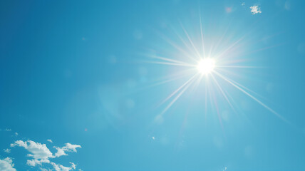 Fototapeta na wymiar Illustrative heat stroke prevention banner, clear sky background, central copy space