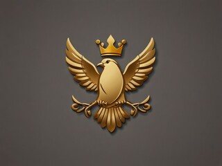 Obraz premium bird logo with golden crown. generative AI.
