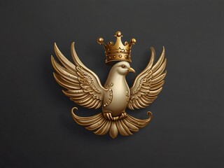bird logo with golden crown. generative AI.