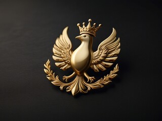 bird logo with golden crown. generative AI.