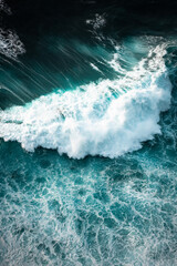Ocean waves crashing, top down aerial drone view. Storm on sea or ocean - 778291059