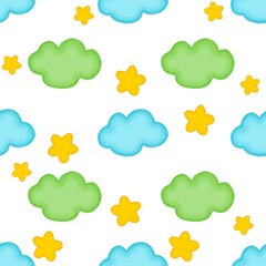 seamless pattern clouds for background, clothes, wallpaper