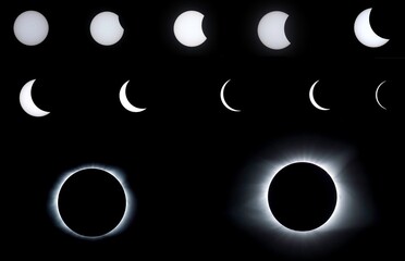 Beautiful close up high resolution image of a full solar eclipse- totality- USA