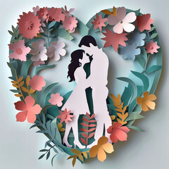 A couple romance paper art