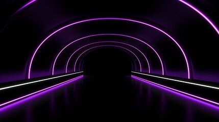 Futuristic dark purple Neon Portal in the Dark