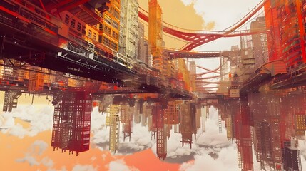 Upside down city above the Clouds, To convey a vision of the future with an emphasis on technology and innovation in urban settings