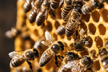 close up of honey bee