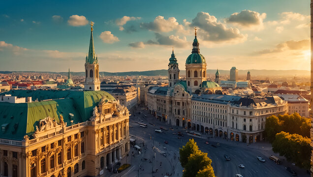 Fototapeta Beautiful view of Vienna Austria, summer