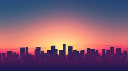 Fototapeta premium City Sunset with Colorful Lights, To provide a modern and stylish cityscape image for use as a wallpaper or background. Vibrant Sunset Cityscape Art,