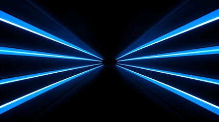 Futuristic light blue Neon Portal in the Dark