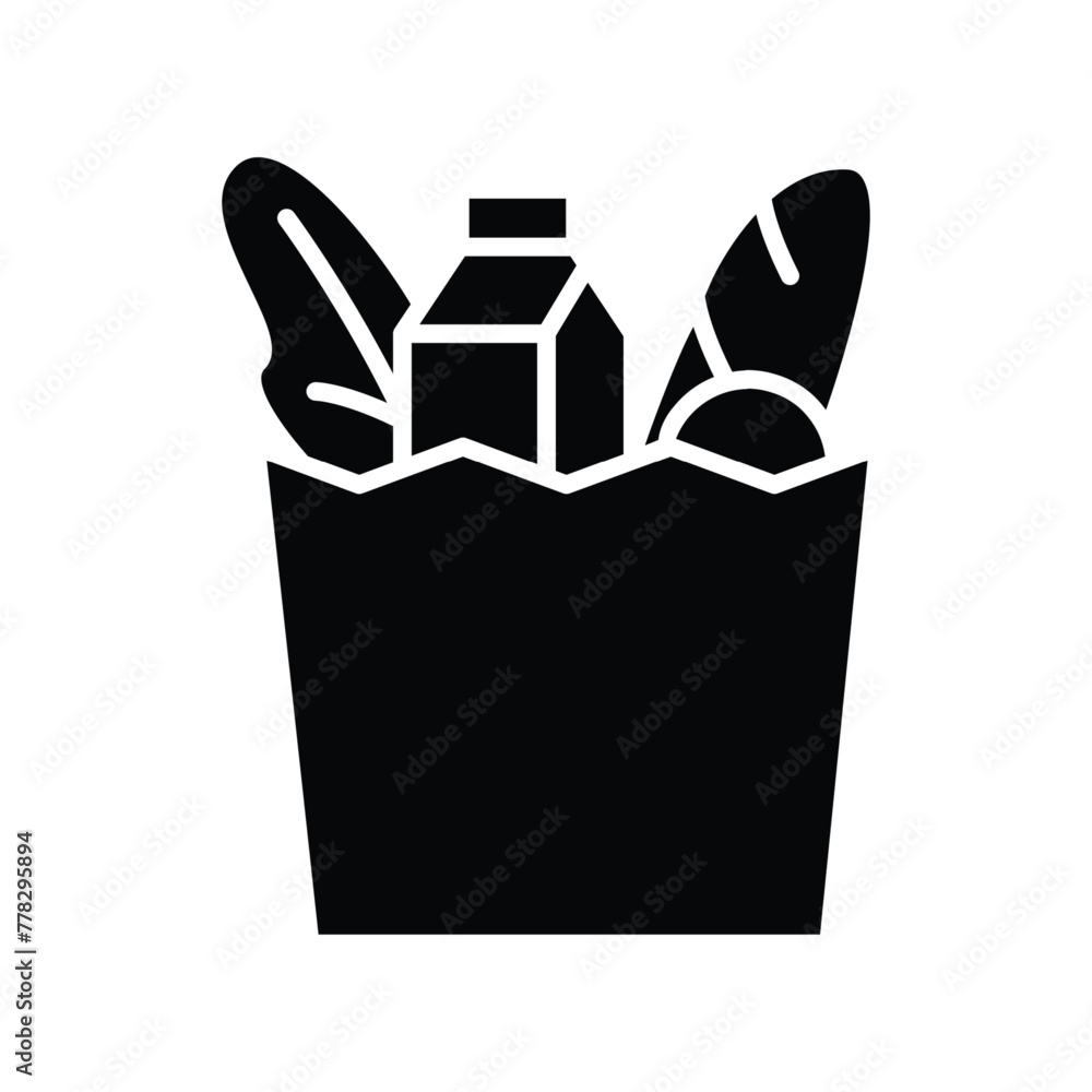 Poster groceries solid black icon thin lines vector design good for website and mobile app