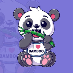 Cute panda eating a piece of bamboo