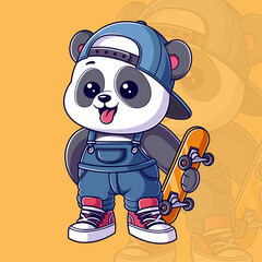Cute panda wants to skateboard
