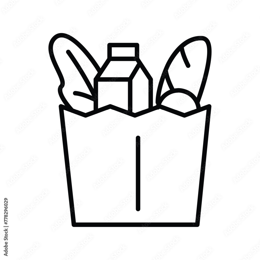 Poster groceries outline icon thin lines vector design good for website and mobile app