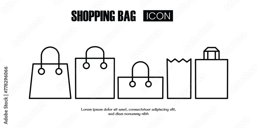 Poster paper bag for shop outline icon thin lines vector design good for website and mobile app