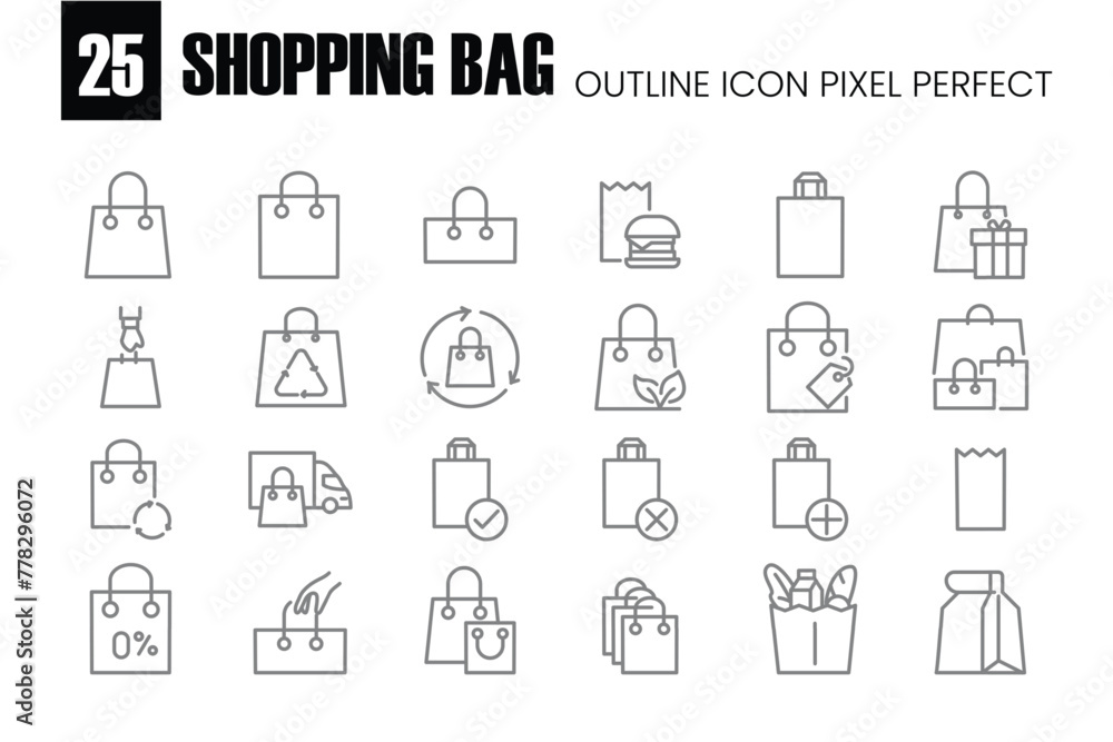 Poster shopping bag related vector ouline icons pixel perfect. vector icon for website and mobile app
