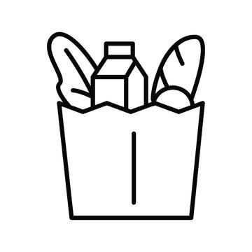 recommend clip art: groceries outline icon thin lines vector design good for website and mobile app