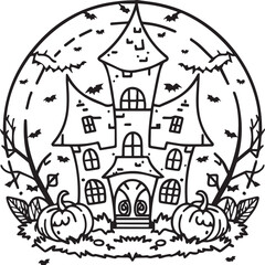 Halloween coloring pages. Halloween outline vector