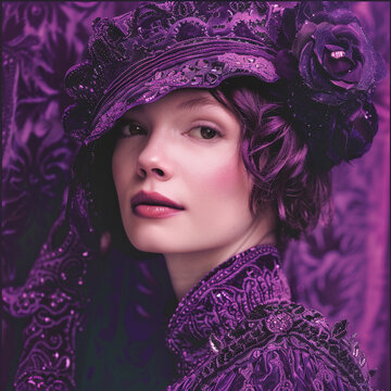 "ESTHER" in a regal purple reflecting the storys royal setting