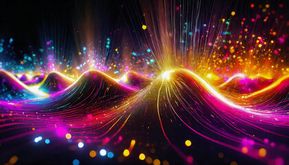 量子力学的エネルギーの波をイメージした抽象的なイラスト