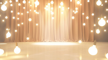 Fantasy Stage Illuminated with Bright Light Bulbs: Creative Concept for Artistic Performances and Events