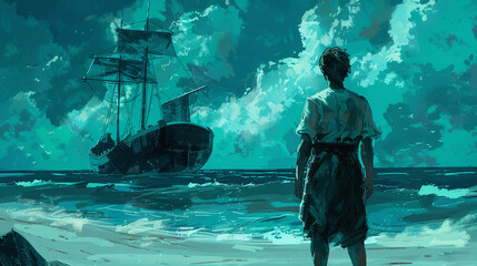 "JONAH" in a seafoam green reflecting the nautical narrative