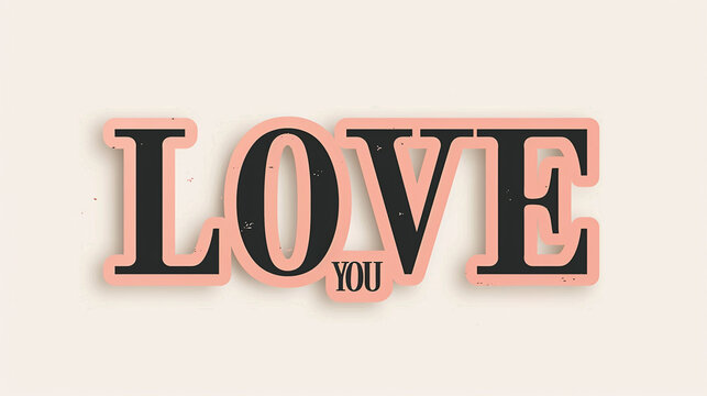 "LOVE YOU" in the style of typographer John Baskerville in a vector style on a white background