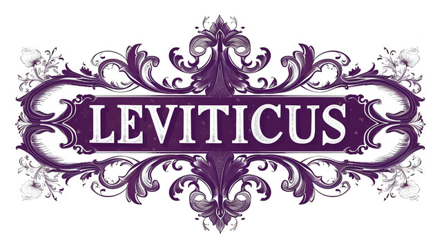 "LEVITICUS" in a rich priestly purple featuring a solemn and reverent typeface in a vector design
